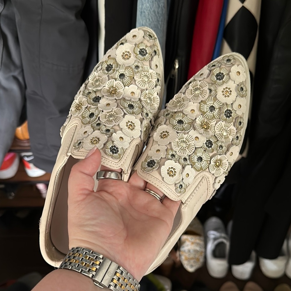 COACH Floral Embellished Slip-On Shoes
